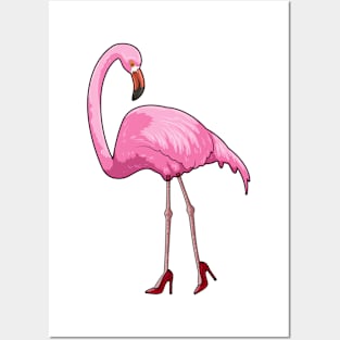 Flamingo with High heels Posters and Art